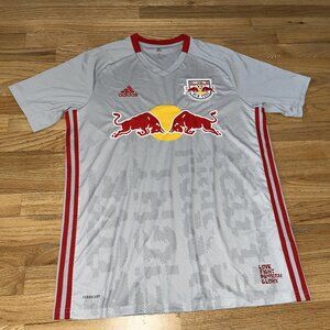 Authentic Adidas New York Red Bulls silver MLS jersey. Men's size L